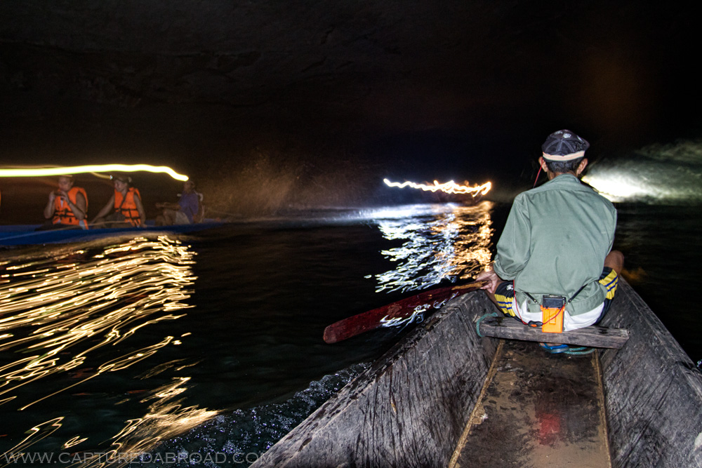 Wooden canoe ride through the impressively long (7km) Konglor cave