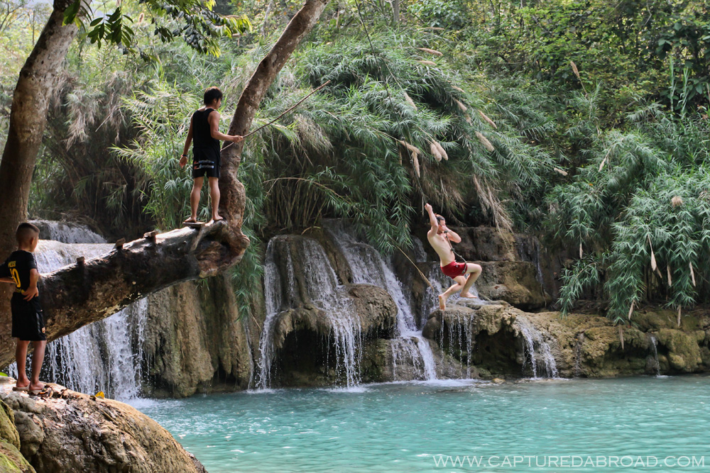 Kuang Si waterfall, Luang Prabang - rope swing
