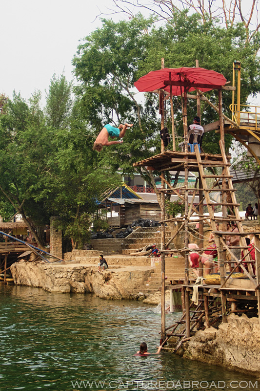 High Dive while tubing in Vang Vieng