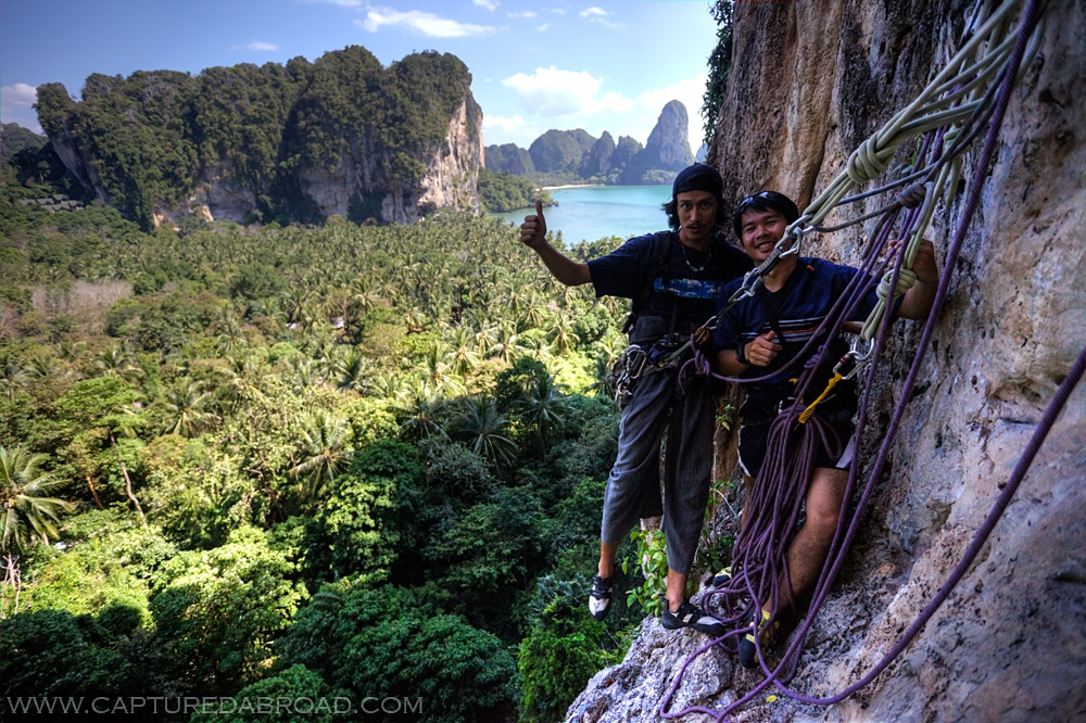 Multi pitch rock climbing above Ton Sai, Krabi