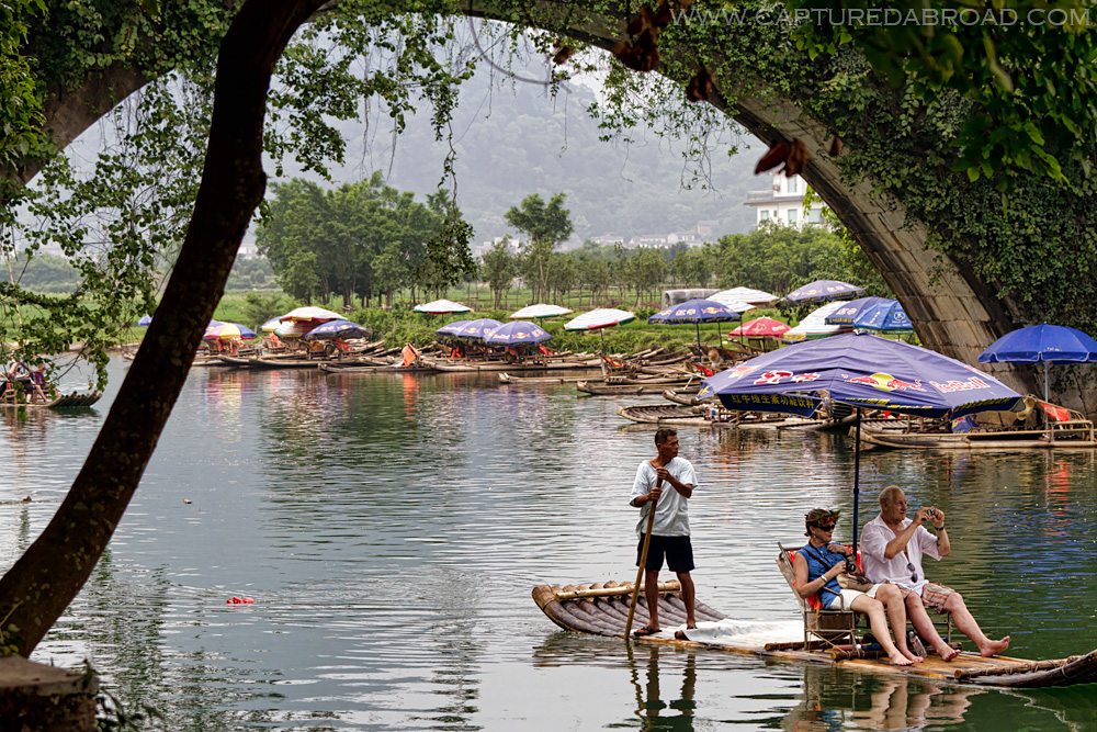 Rafting past the Dragon bridge, Yulong river