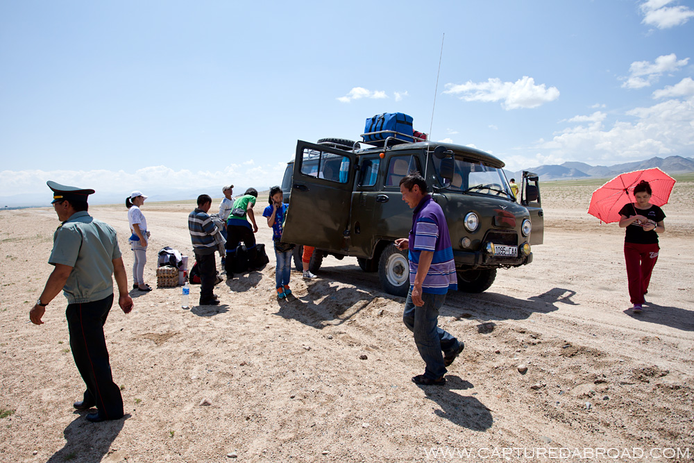 Car swap, mongolian policeman, enroute to olgii