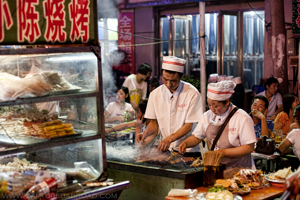 Night food markets in Urumqi, bbq