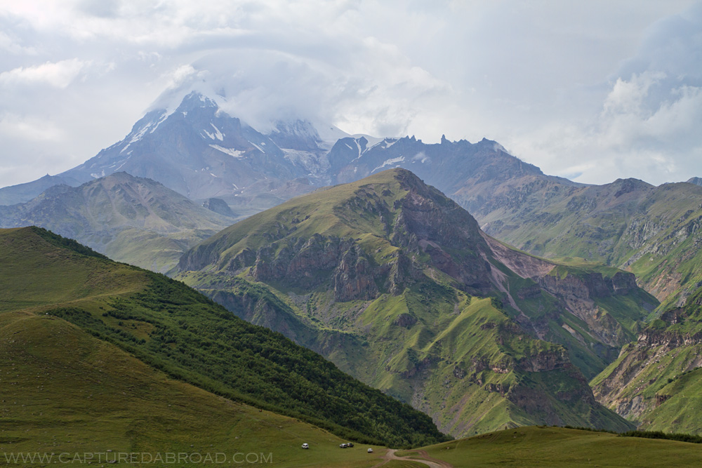 View towards Mt Kazbek in the Kazbegi region
